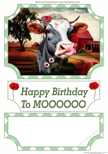 Happy Birthday to Mooooo easel topper with layered stopper (no base) 2