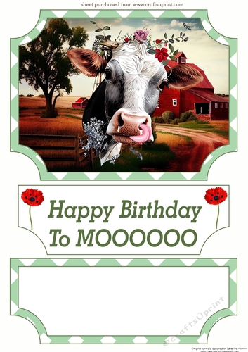 Happy Birthday to Mooooo easel topper with layered stopper (no base) 3