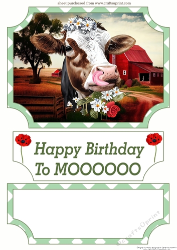 Happy Birthday to Mooooo easel topper with layered stopper (no base) 4