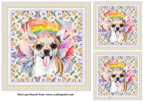 3 Chihuahua sympathy card fronts/toppers 