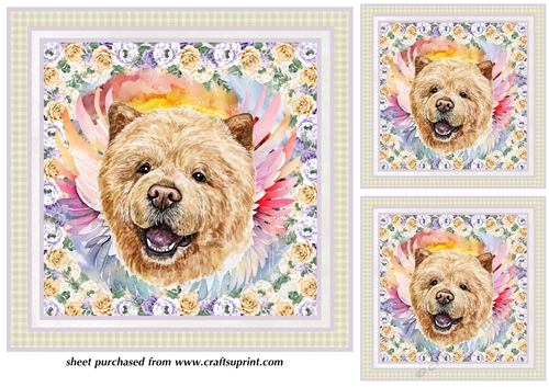 3 Chow Chow sympathy card fronts/toppers 
