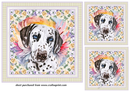 3 Dalmation sympathy card fronts/toppers 