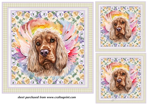 3 English Cocker sympathy card fronts/toppers 