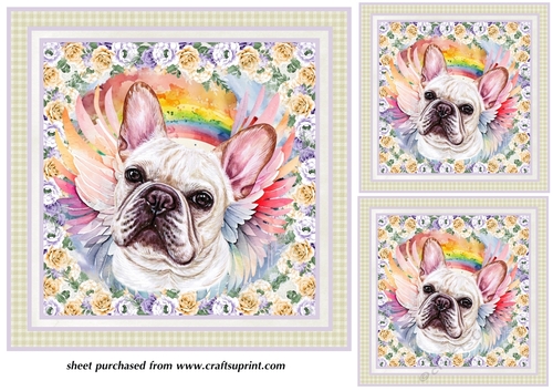 3 Frenchie sympathy card fronts/toppers 