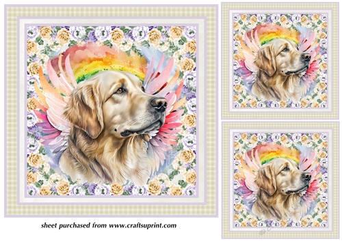 3 Golden Retriever sympathy card fronts/toppers 
