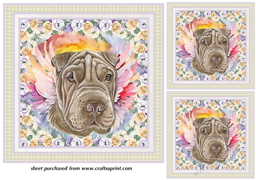 3 Shar Pei sympathy card fronts/toppers 