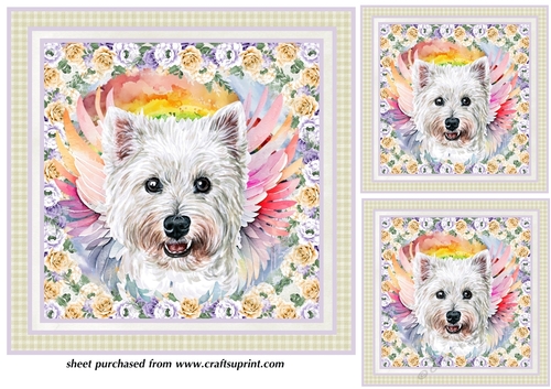 3 West Highland Terrier sympathy card fronts/toppers 