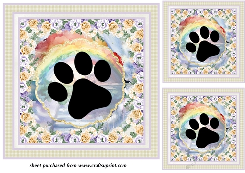 3 Paw print sympathy card fronts/toppers 2