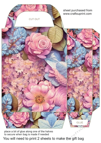 Pink and blue floral gift bag 1