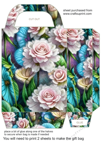 Pink and blue floral gift bag 6