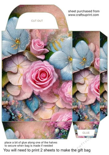 Pink and blue floral gift bag 11