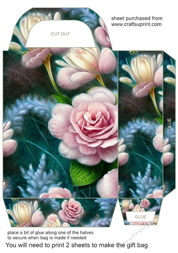 Pink and blue floral gift bag 12