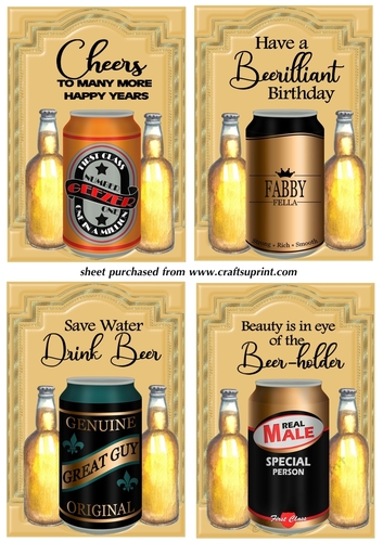 4 Beer themed Birthday toppers
