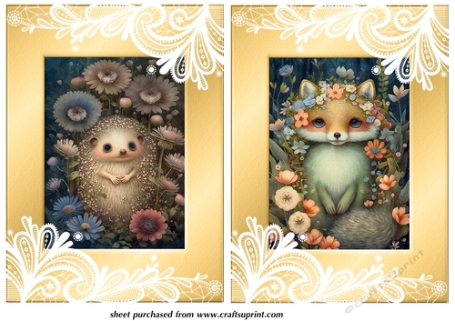 2 Cute floral forest animal card fronts 1