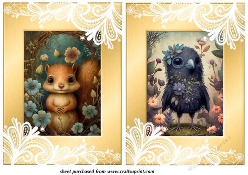 2 Cute floral forest animal card fronts 2