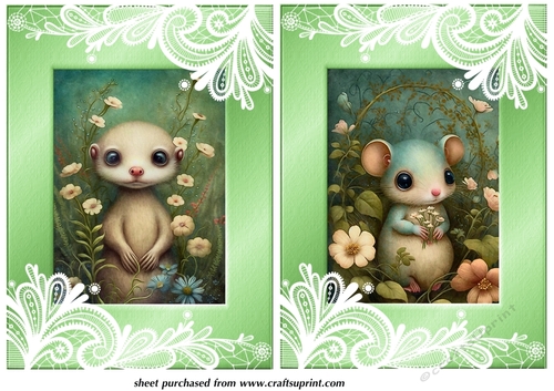 2 Cute floral forest animal card fronts 3