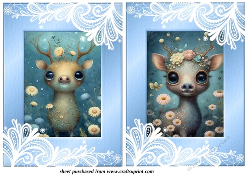 2 Cute floral forest animal card fronts 5