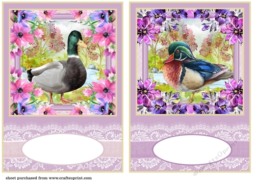 2 Floral duck card fronts