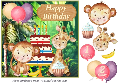 Age 1-2 Jungle Birthday card front