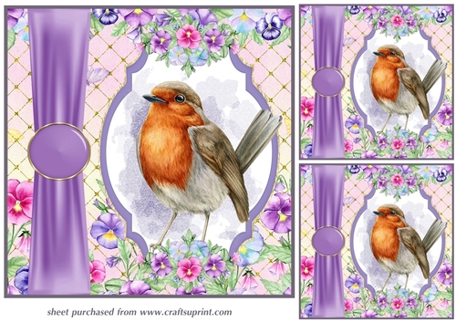 3 Pansy bird card fronts/toppers 3