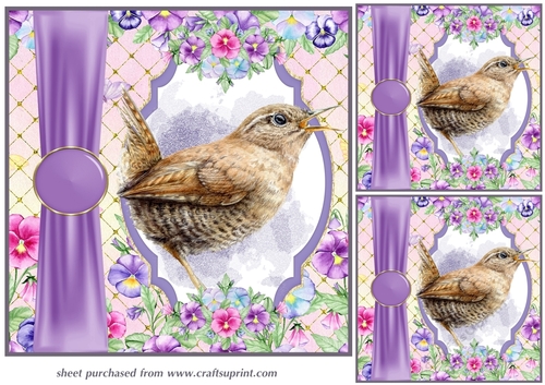 3 Pansy bird card fronts/toppers 8