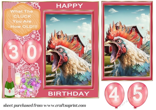 What the cluck Birthday card front 1