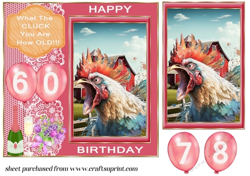 What the cluck Birthday card front 2