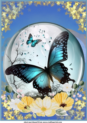 Large Blue butterfly crystal ball topper 4