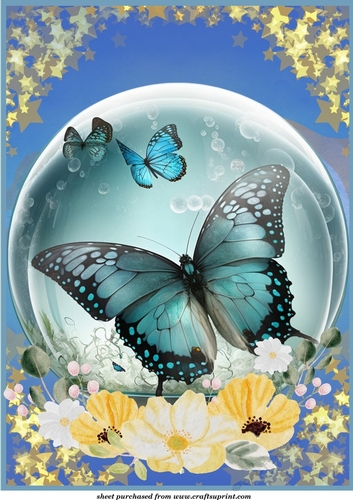 Large Blue butterfly crystal ball topper 5