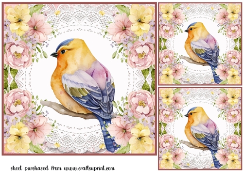 3 Floral bird card fronts/toppers 4