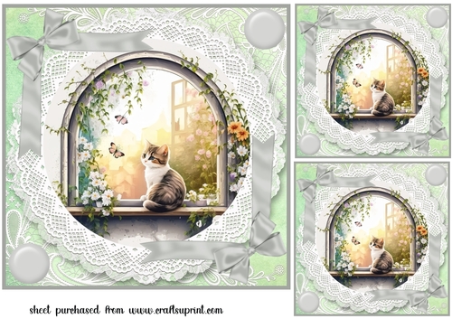 3 Floral cat card front/toppers 4
