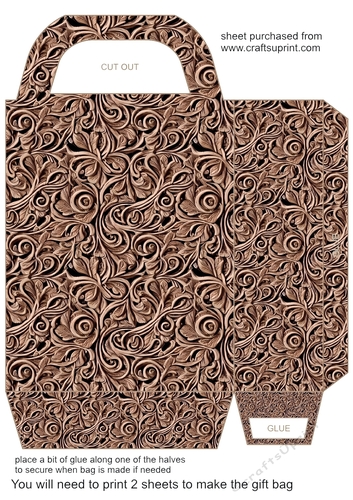 Carved wood effect gift bag 1