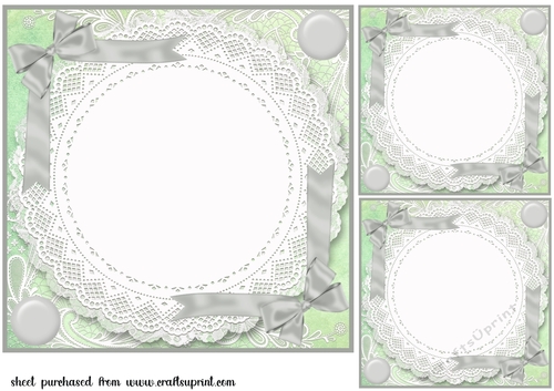 3 Green and silver card front/topper blanks