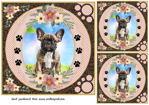 3 Floral puppy card fronts/toppers 3