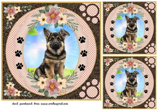 3 Floral puppy card fronts/toppers 4