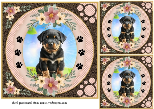 3 Floral puppy card fronts/toppers 9