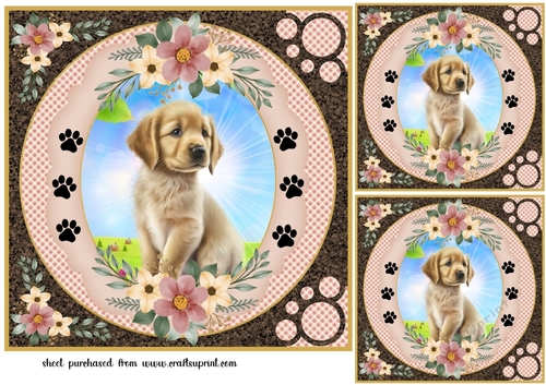 3 Floral puppy card fronts/toppers 11