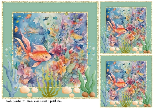 3 Floral fish card fronts/toppers 1