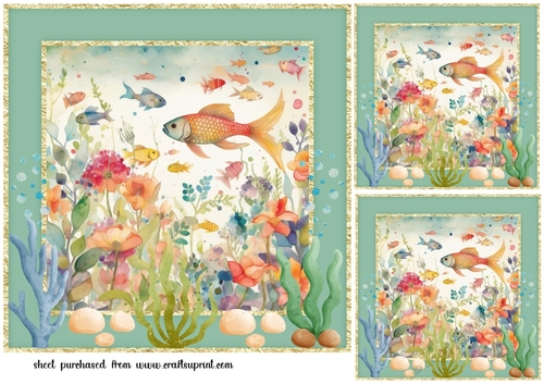 3 Floral fish card fronts/toppers 3
