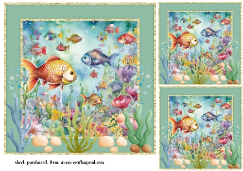 3 Floral fish card fronts/toppers 5