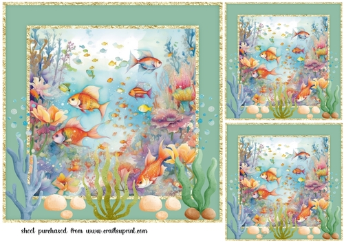 3 Floral fish card fronts/toppers 6