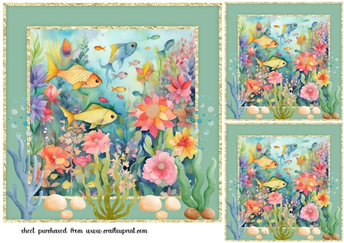3 Floral fish card fronts/toppers 7