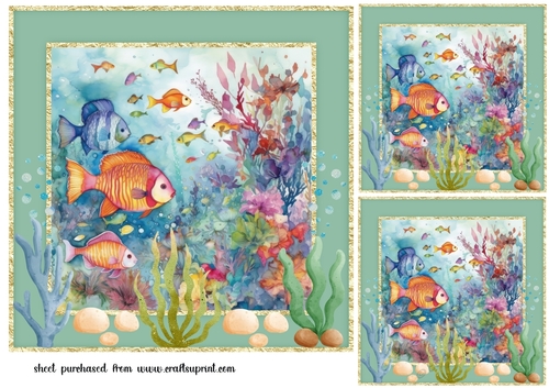 3 Floral fish card fronts/toppers 8