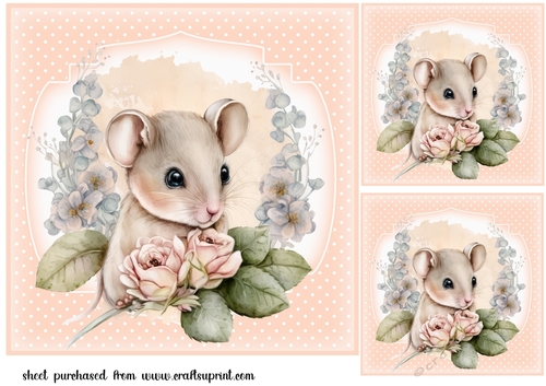 3 Floral mouse card front/toppers(n)