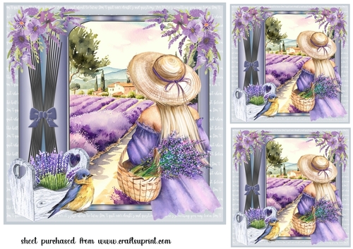 3 A walk in the lavender card fronts/toppers