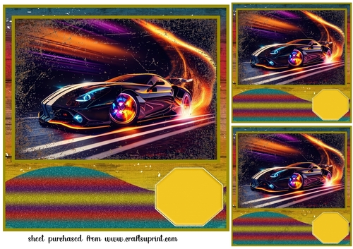 3 Rainbow car card card front/toppers 1