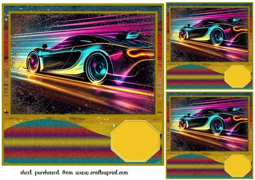 3 Rainbow car card card front/toppers 2