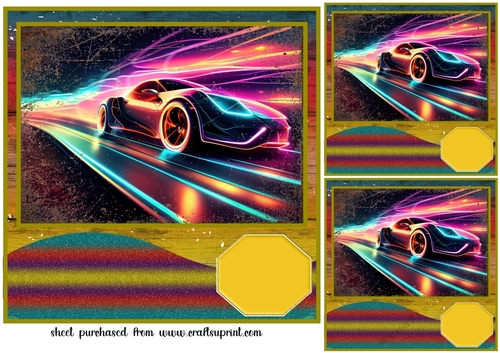 3 Rainbow car card card front/toppers 3