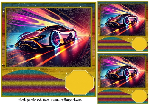 3 Rainbow car card card front/toppers 4