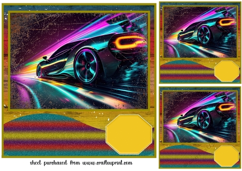 3 Rainbow car card card front/toppers 5